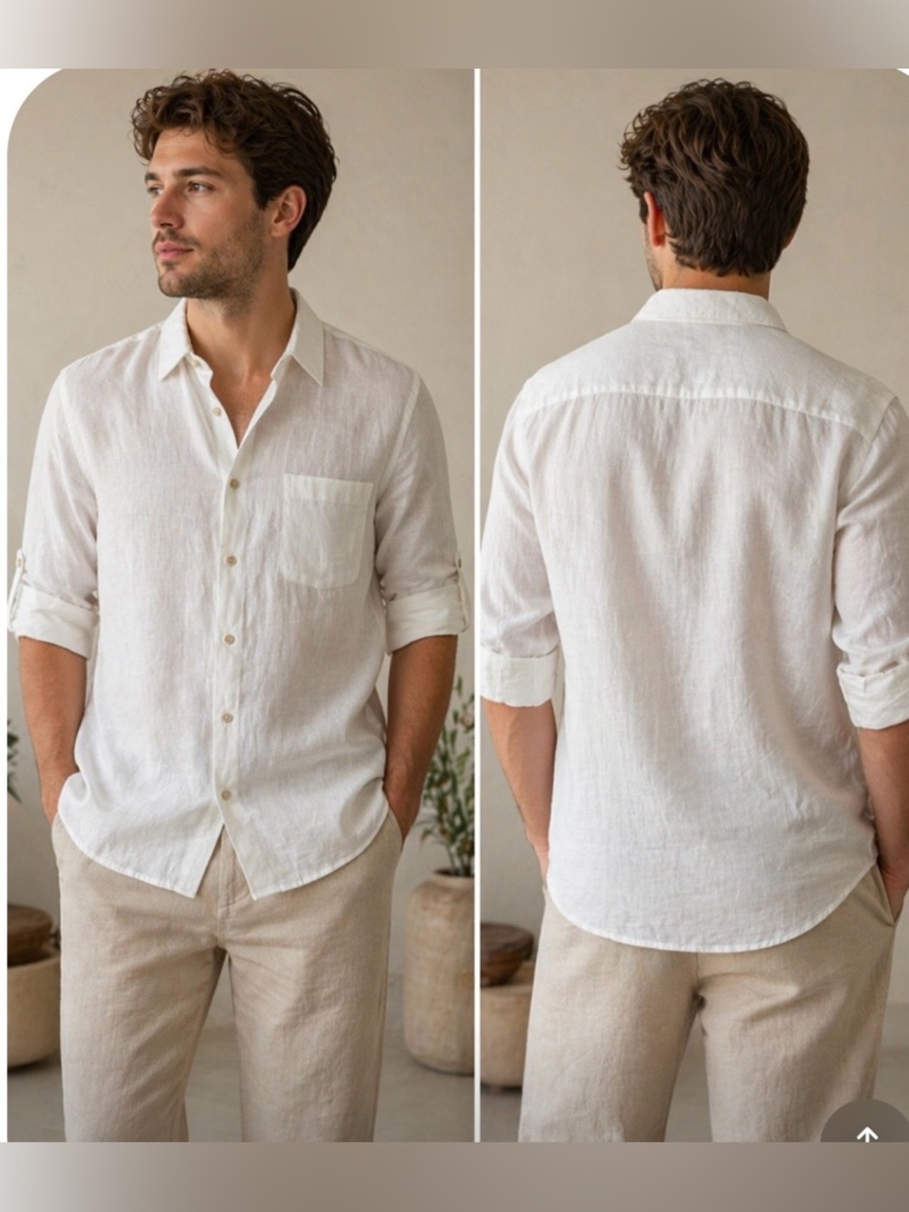 NEW Tasso Elba Lightweight White Linen Button-Down Shirt SIZE XL